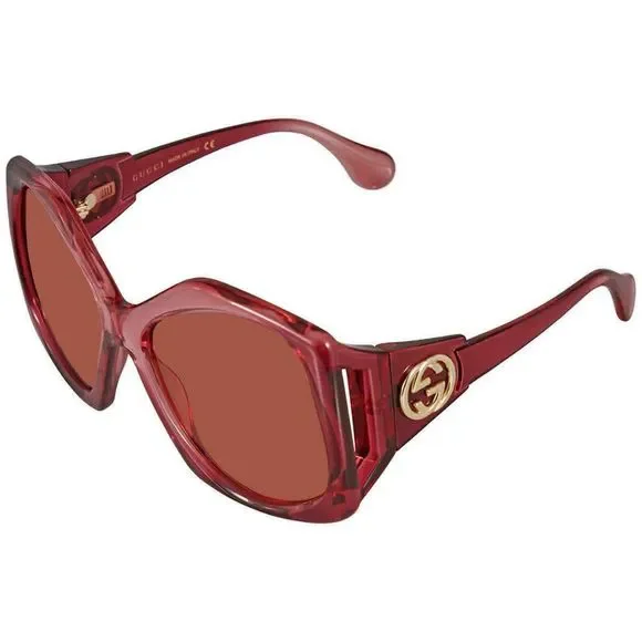 Gucci Geometric Red and Brown Sunglasses 31711470_61228491_600.jpg main image 4